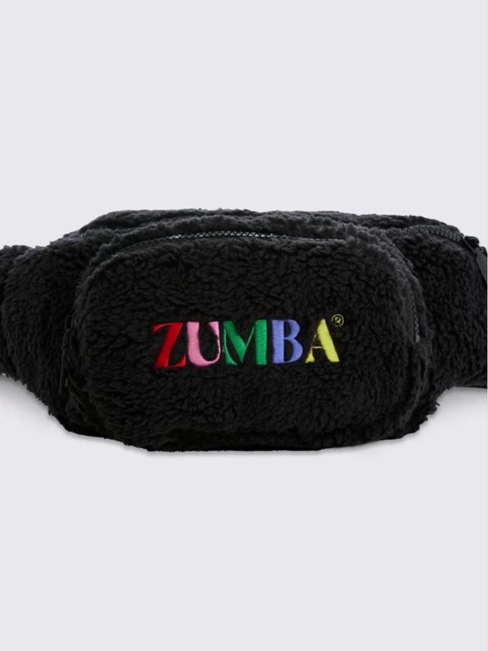 Zumba Fitness Black Fleece Crossbody Bag with Rainbow Logo